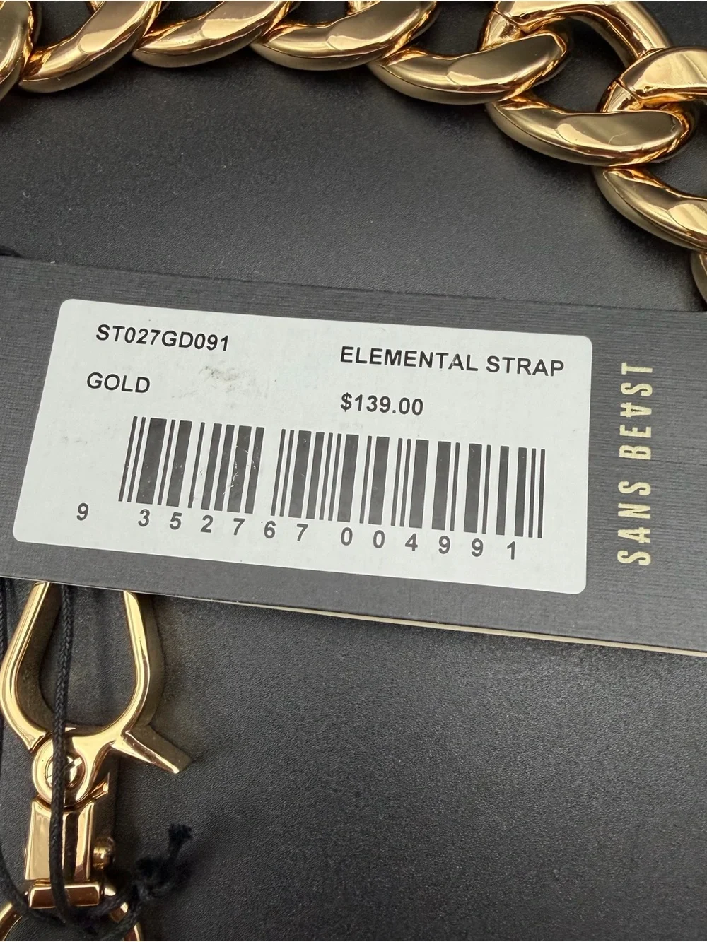 Sans Beast Elemental Chain Bag Strap in Shiny Gold #818. New with Tag!